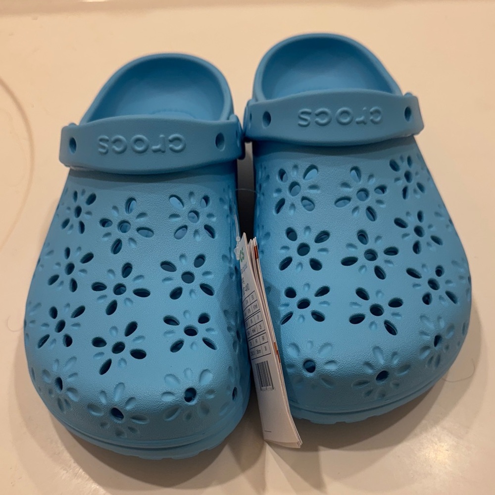 CROCS Blue Classic Floral Cut-Out Clog
